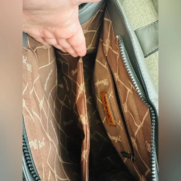 Stylish Gray Leather Tote Bag ,WRANGLER BRAND! - Picture 3 of 11